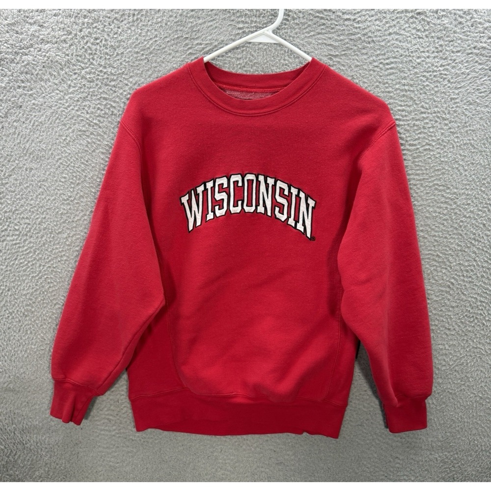 Vintage Wisconsin Badgers Sweatshirt Adult XS Red Reverse Weave Crewneck Y2K